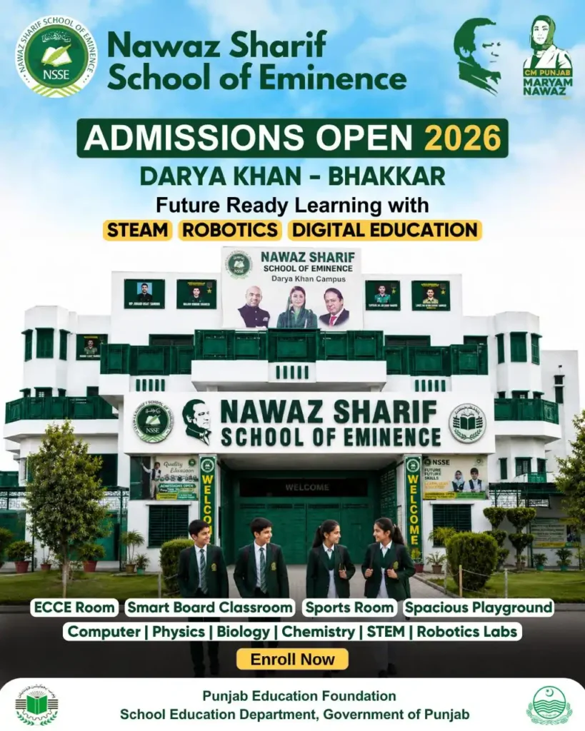 Nawaz Sharif School of Eminence Bhakkar Admissions Open